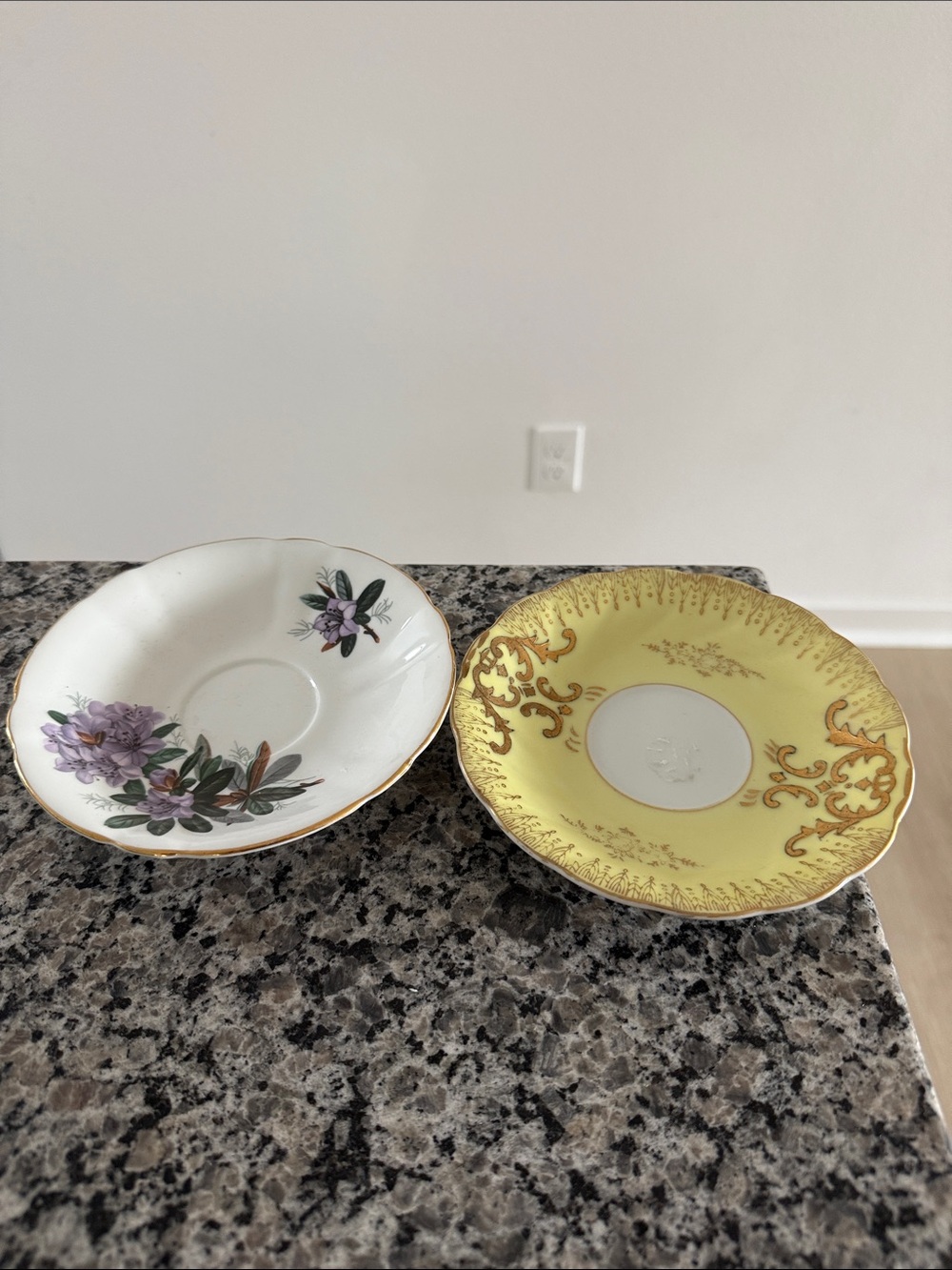 Tea Saucer - Yellow Floral Porcelain Saucer